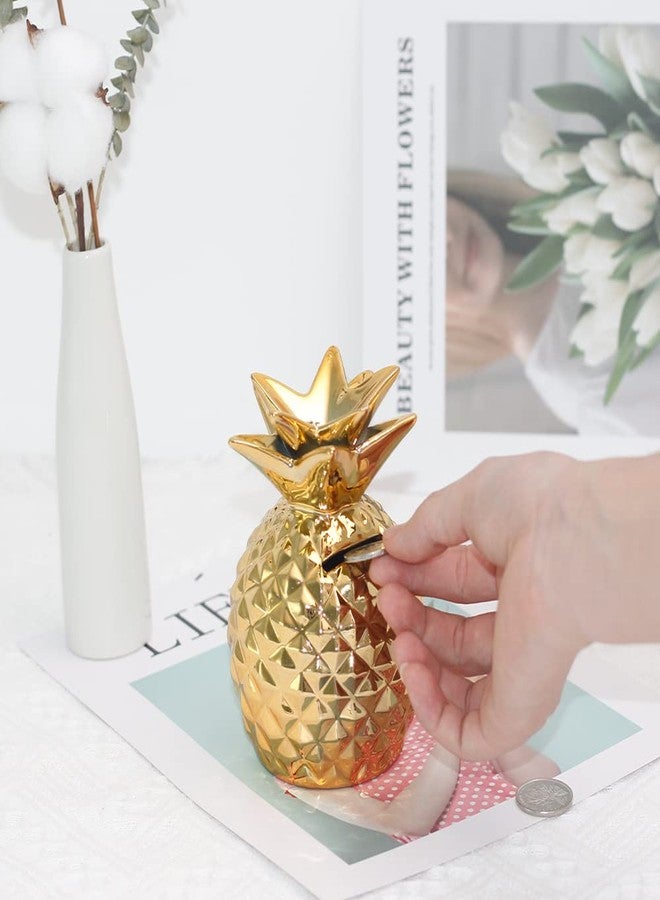 Soddeph Ceramic Pineapple Piggy Bank, Decorative Home Décor, 5.3 x 3.4 Inch, Ideal Kid's Birthday Gift (Gold) - Image 4